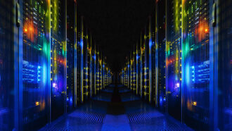 an illustration of a data center full of servers